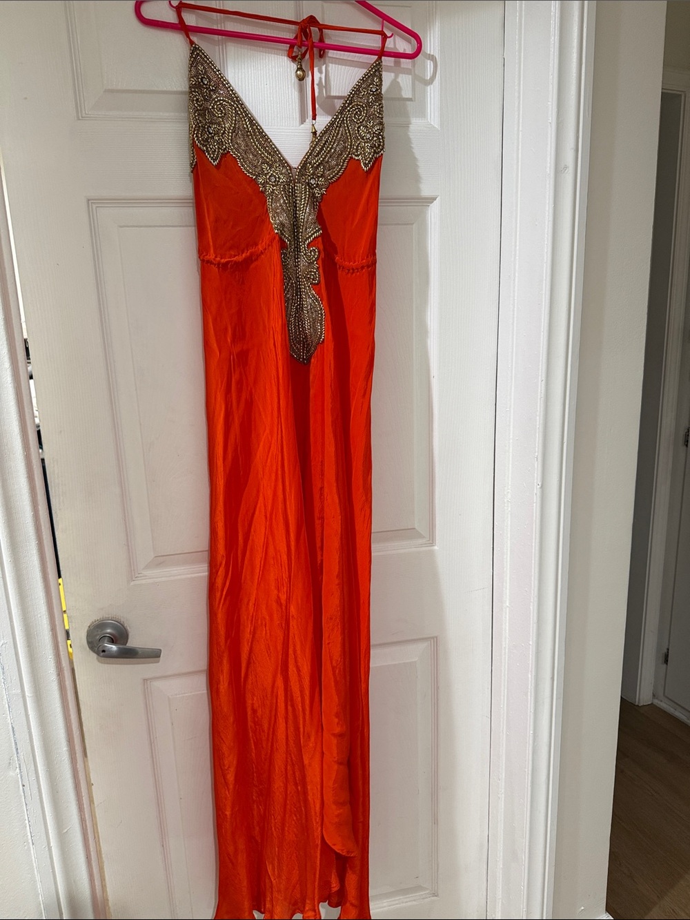High-Low Orange Beaded Dress
